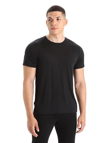 Black Men's Icebreaker Merino Sphere II Short Sleeve T Shirts | USA 1155TCEV